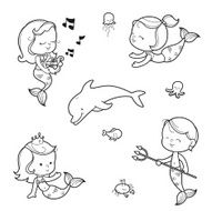 Mermaids coloring set