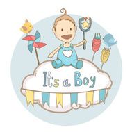 Baby shower it&#039;s a boy baby with toy