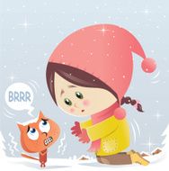 Cold cat and child
