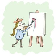 Little girl is painting