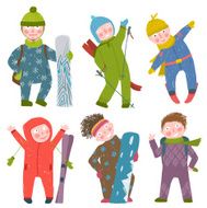 Skier Snowboarder Winter Clothes Sport Kids Collection