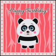 Happy Birthday! Panda on a coral background