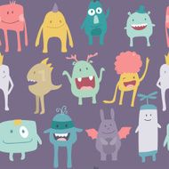Seamless pattern with cute monsters N3