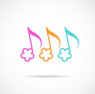 Music icon with flower notes