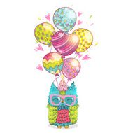 Happy Birthday greeting background with an owl N20