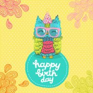 Happy Birthday greeting background with an owl N21