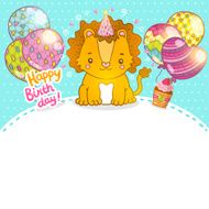 Happy Birthday greeting background with a lion N17