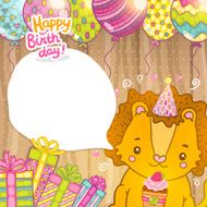 Happy Birthday greeting background with a lion N18