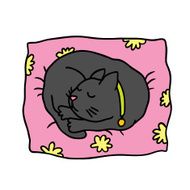 Cute doodle cat sleeps on the pillow