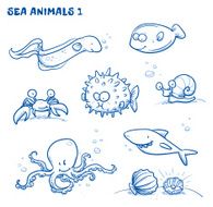 Cute cartoon sea water animals N2