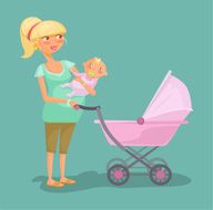 Woman with child Vector flat cartoon illustration