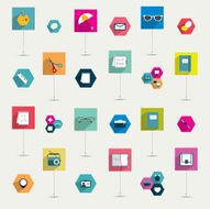 Set of colorful modern flat long shadows icon Infographic set N2