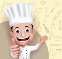 Realistic 3D Young Friendly Professional Chef Cook Character N3