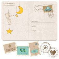 Baby Boy Arrival Postcard with set of stamps