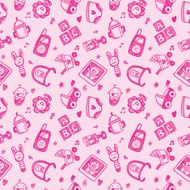 seamless doodle baby pattern background N31