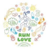 run girl vector icons set healthy lifestyle background