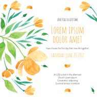 Invitation bridal shower card with orange flower vector template N3