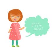 Cute smart little girl pointing finger up
