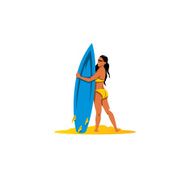 Beautiful surfer girl with surfboard sign Vector Illustration N4