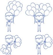 Cute boy with color balloons N2