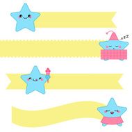 Vector blank template with kawaii stars ribbons for your text N2