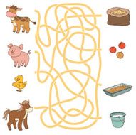 Maze game (farm animals and food) Cow pig chicken horse