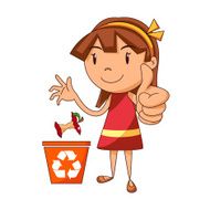 Girl recycling organic waste