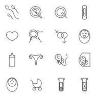 pregnancy mother and baby line icons set vector illustration