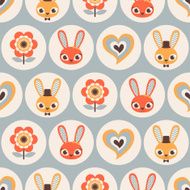 seamless rabbits cartoon pattern N2