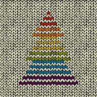 Seamless pattern with rainbow knitted christmas tree Endless background N2