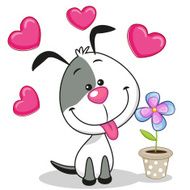 Dog with heart and flower N2