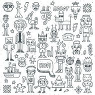 Cartoon wacky childish doodle set 1 Vector illustration N2