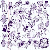Crazy doodle animals School notebook Vector illustration