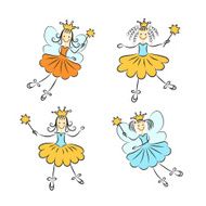 Fairy princess with a magic wand vector set
