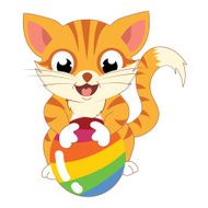 Cute Brown Cat Playing Ball