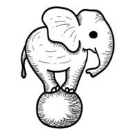 Cute Cartoon Elephant Standing on a Ball