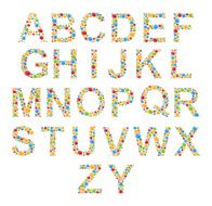 Vector Alphabets Set letters of stylized colorful bubbles or candy