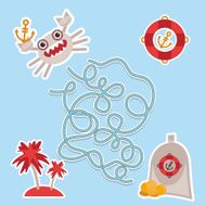 pirates cute sea objects collection labyrinth game for Preschool Children