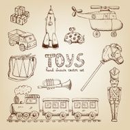 vintage hand drawn toys