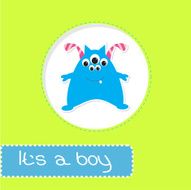 Baby shower card with monster It&#039;s a boy