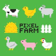 Pixel art farm animals