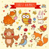 Vector set of wild animals in the forest