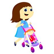 girl with stroller for dolls