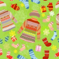 Christmas seamless background with warm clothes