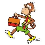 monkey and schoolback