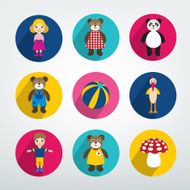 Collection of kids flat icon Colorful toys pictograms