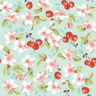 Vintage Floral and Cherry Background - seamless pattern N2