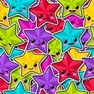 seamless pattern with colorful kawaii stars