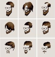 hairstyles with a beard and mustache wearing glasses N2