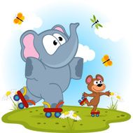 elephant and mouse roller skating